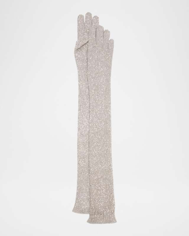 Paillette Elongated Nylon-Blend Gloves